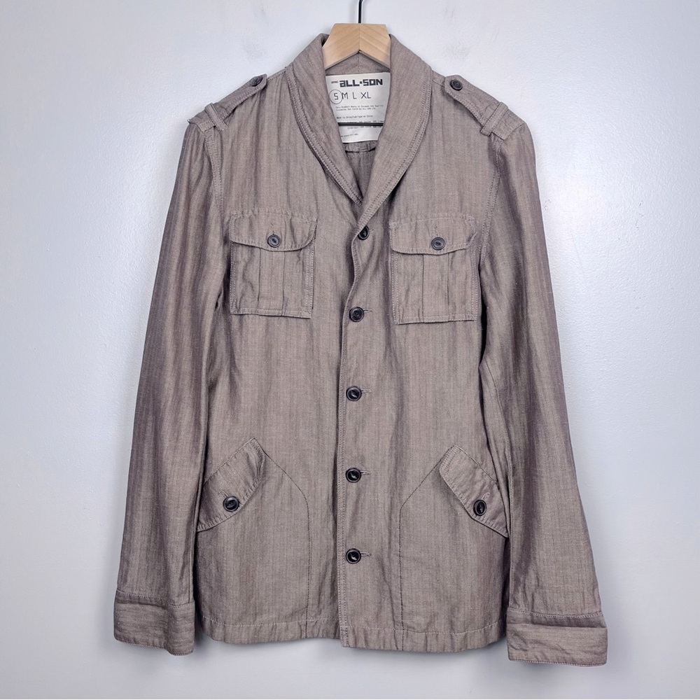 All Son Women's Cotton & Linen Blend Military Lightweight Jacket Size S; Safari